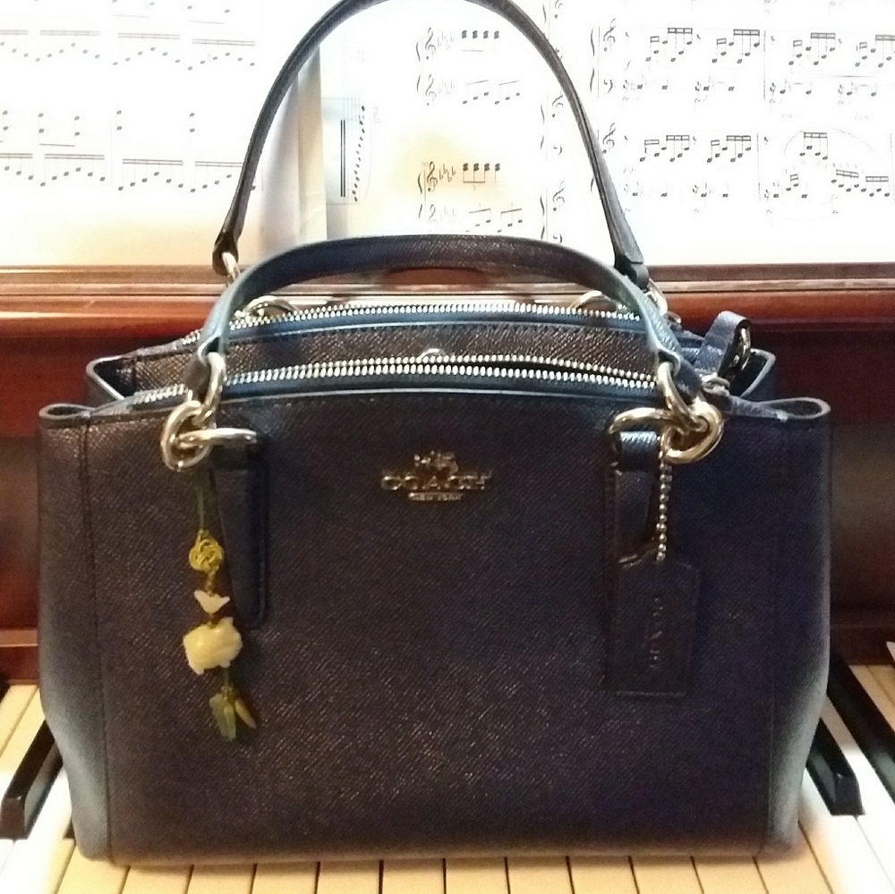 Metallic Coach blue carry all purse/crossbody only